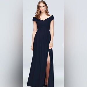 David’s Bridal Criss Cross Off the Shoulder Dress. Bridesmaid Dress